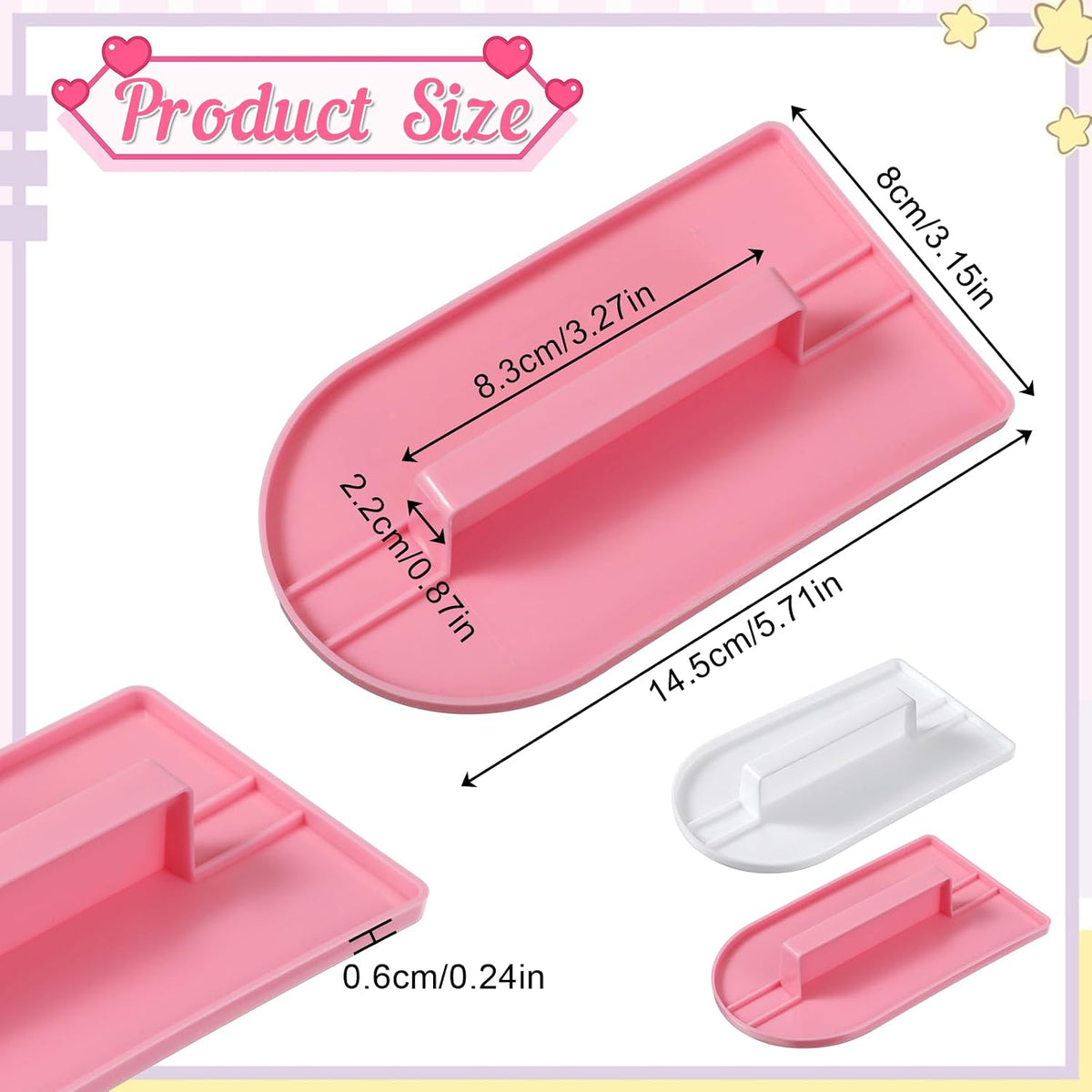 2 Pcs Cake Decoration Icing Smoother, Fondant Smoothing,Plastic Polisher Cake Decorating Tools, Fondant Smoother Set, Icings Scraper Paddle Tool for DIY Cake (5.7" x 3.1", Pink, White)