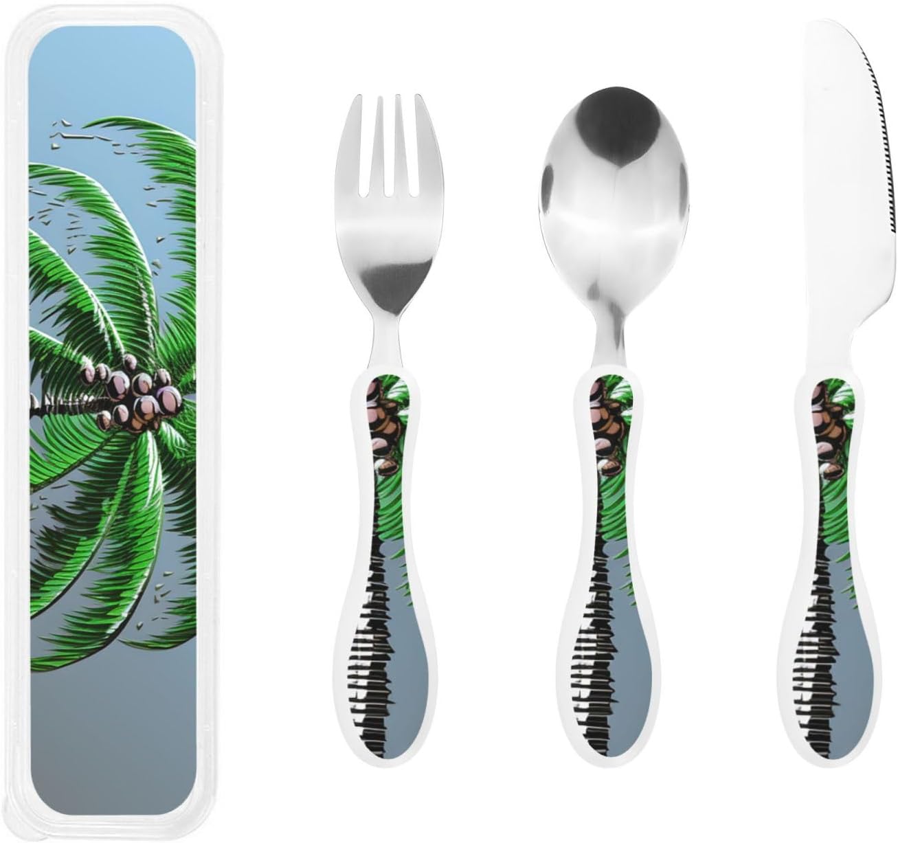 3-Piece Kids Silverware Set With Storage Case, Stainless Steel Reusable Children Safe Knife Spoon Fork Set Grim Reaper Children Flatware Set For Kids Lunch Box