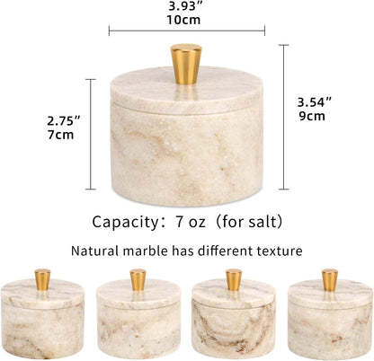 Marble Salt Cellar with Lid, Viva Jade, 4 inch