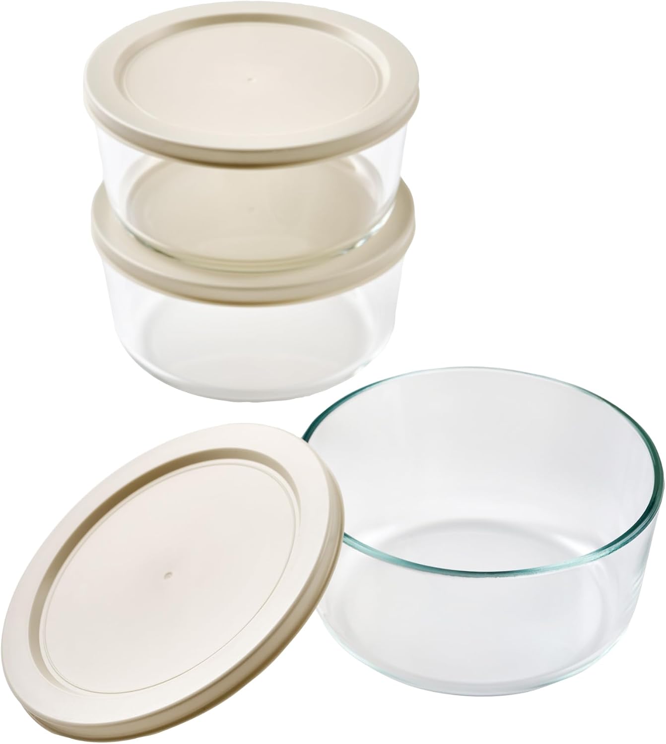 6-Piece Glass Food Storage Containers Set (3 Containers + 3 BPA-Free Lids) | 2-Cup, Leakproof | Microwave, Freezer, Oven & Dishwasher Safe | Ideal for Meal Prep & Pantry Organization, Pistachio