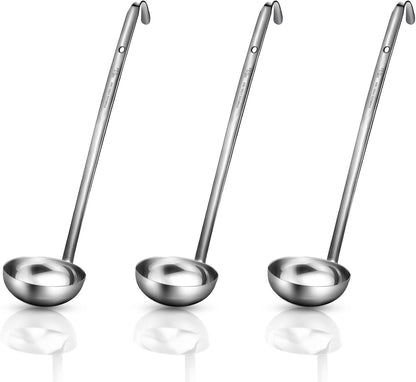 meekoo Stainless Steel Ladles Soup with Long Handle, 6oz