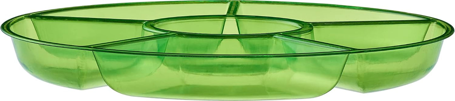Plasticpro 6 Sectional Round Plastic Serving Tray/Platter (4, Clear)