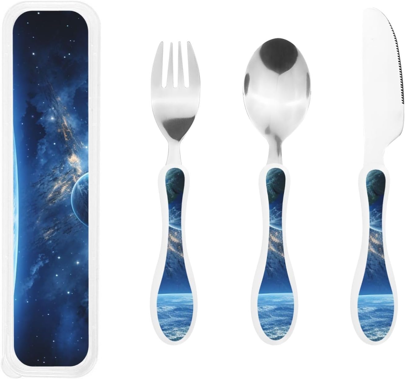 3-Piece Kids Silverware Set With Storage Case, Stainless Steel Reusable Children Safe Knife Spoon Fork Set Candy Children Flatware Set For Kids Lunch Box