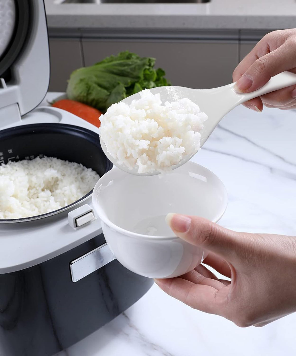 2-Piece Plastic Rice Paddle & Spoon, White E