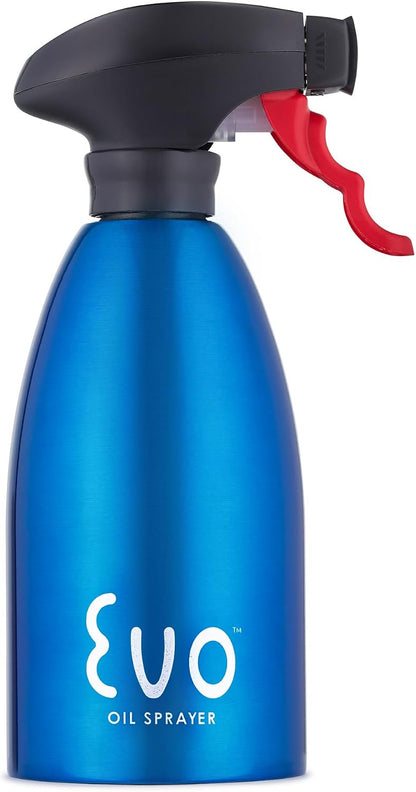 Evo Oil Sprayer 18/8 Stainless Steel, Non-Aerosol for Olive, Cooking Oils, and Vinegars, Silver, 16-Ounce Capacity