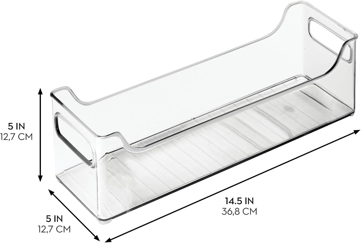 iDesign Stackable Plastic Pantry Bin with Handles, Set of 2, Clear | For Cabinets or Fridge, Made in USA