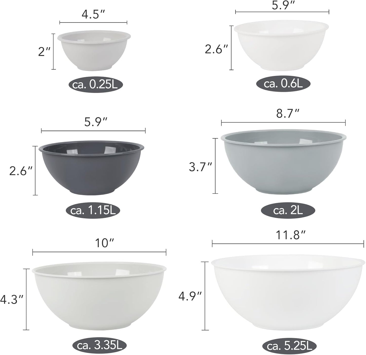 BoxedHome BPA Free Plastic Round Mixing Bowl with Lids, 12 Pack Nesting Bowls with Lids Set, Microwave and Dishwasher Safe Prep & Serving Bowls Great for Mixing, Baking, Serving (pinkish green, 12pcs)