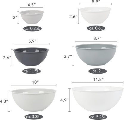 BoxedHome BPA Free Plastic Round Mixing Bowl with Lids, 12 Pack Nesting Bowls with Lids Set, Microwave and Dishwasher Safe Prep & Serving Bowls Great for Mixing, Baking, Serving (pinkish green, 12pcs)