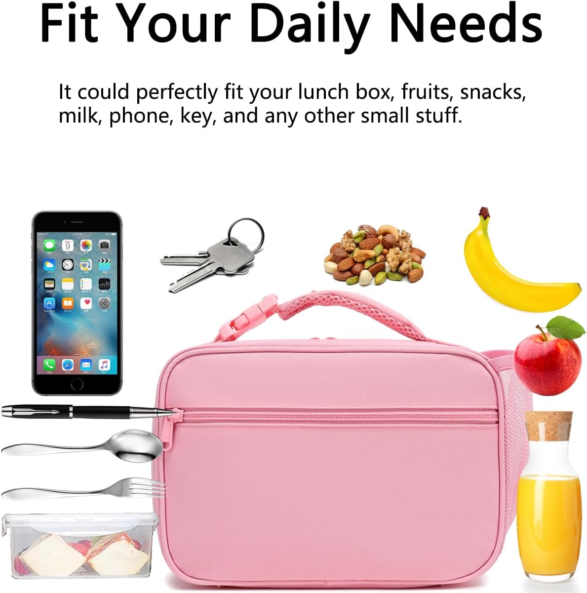 GYEUKHAM Insulated Lunch Box for School, Thermal Reusable Durable Freezable Lunch Bags for Kids Boys Girls Men Women - Small Soft Cooler Portable Lunch Tote Kit for Work Picnic Travel,Black