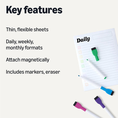 Amazon Basics Magnetic Dry Erase Board for Fridge, Whiteboard Sheet, 20" x 13", with 2 Markers and Eraser