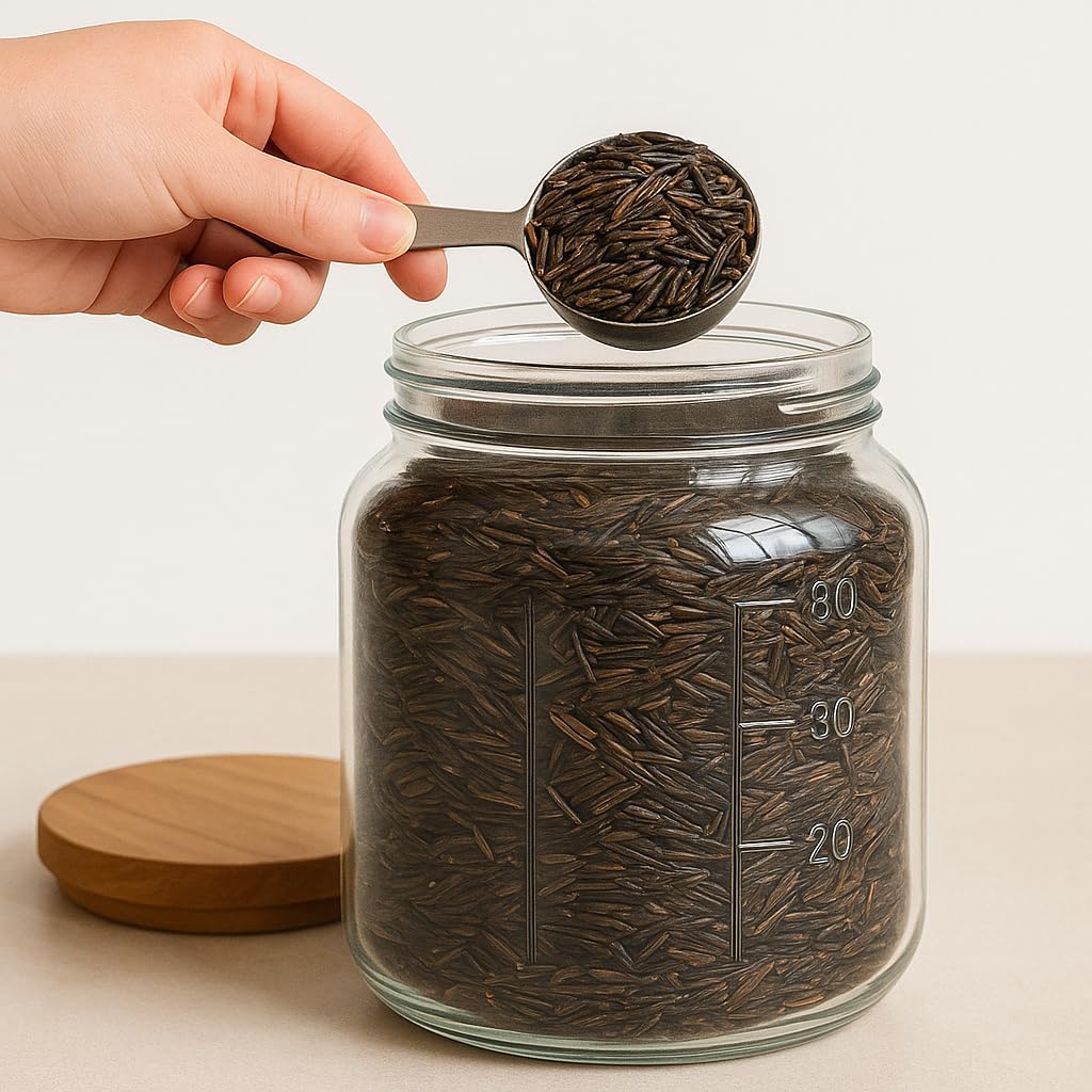 kitchentoolz Extra Large Mason Jar - 1 Gallon Glass Wide Mouth Jar with Airtight Wooden Lid, Food Storage Container with Measurement Markings For Kitchen Pantry, Pickling, Cookies, Flour & Sugar