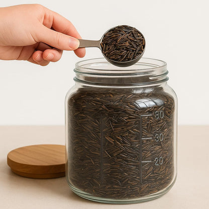 kitchentoolz Extra Large Mason Jar - 1 Gallon Glass Wide Mouth Jar with Airtight Wooden Lid, Food Storage Container with Measurement Markings For Kitchen Pantry, Pickling, Cookies, Flour & Sugar