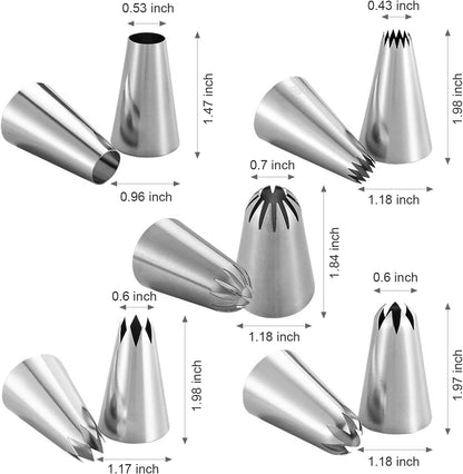 5Pcs Large Piping Tips Set, Stainless Steel Frosting Tips