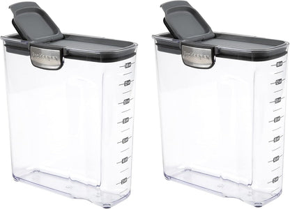 Progressive International ProKeeper+ Clear Plastic Airtight Food Baker's Kitchen Storage Organization Container Canister Set with Magnetic Accessories, 2- Piece Set (Grain 2.5-Quart)