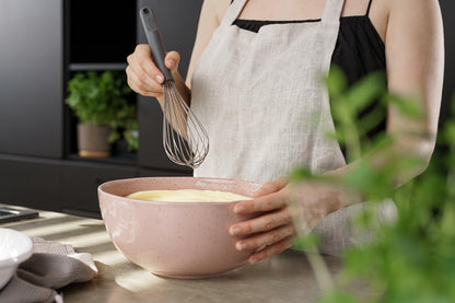 Zyliss Flat Whisk, Sustainable Wheatstraw/Nylon, Cooking Whisk forr Cooking and Serving with Heat Resistant Silicone Head, Beluga Grey, 11.9" x 2.8", Dishwasher Safe, 5 Year Guarantee
