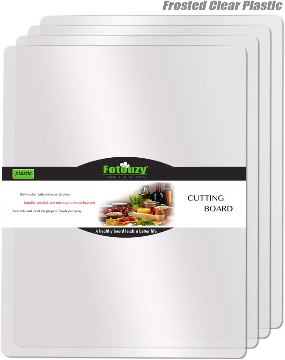 Fotouzy Flexible Plastic Cutting Boards for Kitchen, 4 Translucent Colors Cutting Mats 15 x 12 In, BPA-Free, Non-Porous, Dishwasher Safe, Set of 4