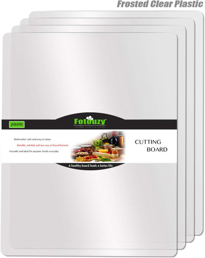 Fotouzy Flexible Plastic Cutting Boards for Kitchen, 4 Translucent Colors Cutting Mats 15 x 12 In, BPA-Free, Non-Porous, Dishwasher Safe, Set of 4