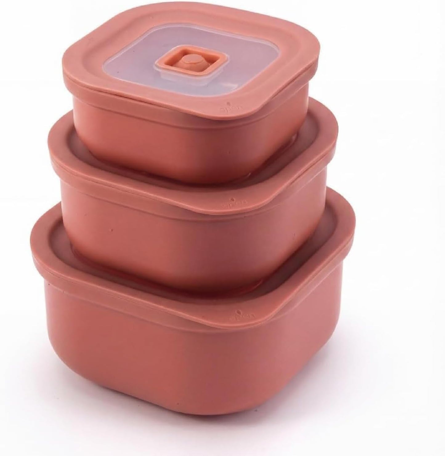 3-Piece Nesting Vented Plastic Food Containers with Lids Airtight Leakproof Meal Prep Containers Set BPA-Free Reusable Silicone Food Containers Lunch Boxes (White)