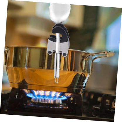 2pcs Stainless Steel Pot Clip Spoon Holder, Heat Resistant Kitchen Gadget