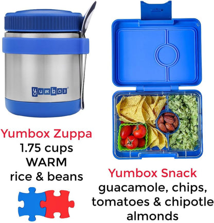 Yumbox Snack Box, 3 Compartments, Leakproof, Glitter Blue | Built-In Dip Well | Removable Compartment Tray | Easy-Open Single Latch | Lightweight & Compact | Perfect for Snacks & Sides
