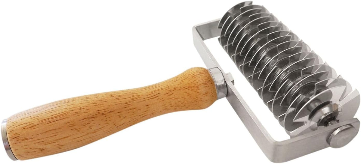 Stainless Steel Pastry Lattice Roller Cutter with Wood Handle