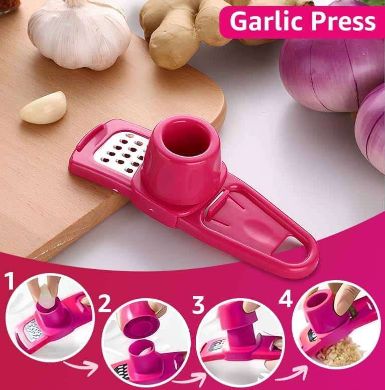 Garlic Grinder - Small Hand Garlic Press - Green