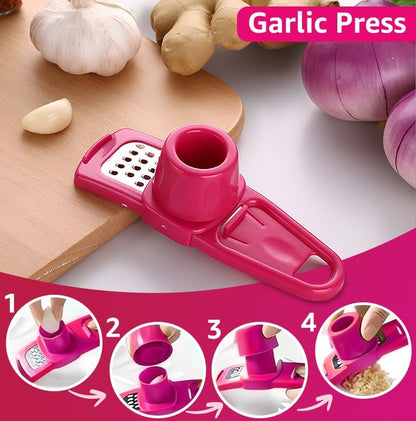 Garlic Grinder - Small Hand Garlic Press - Green