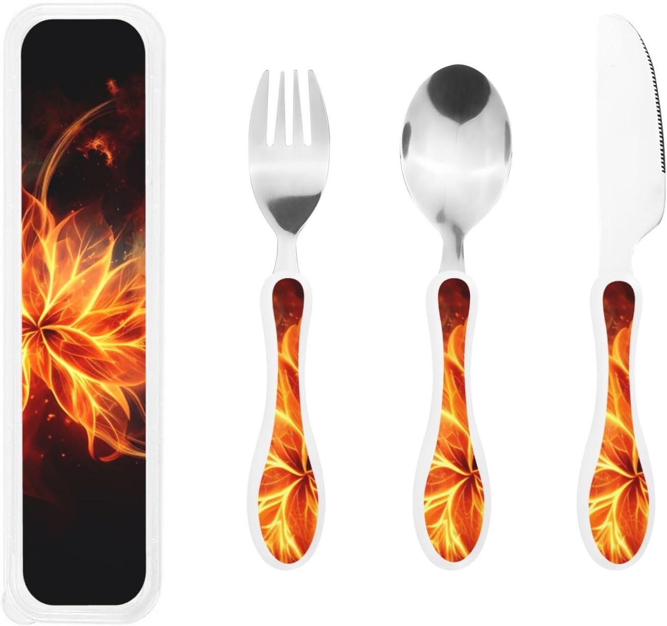 3-Piece Kids Silverware Set With Storage Case, Stainless Steel Reusable Children Safe Knife Spoon Fork Set African Lion Black And White Children Flatware Set For Kids Lunch Box