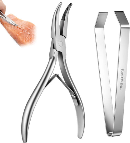 Fish Bone Tweezers with Flat Pin Bone Remover Tweezers