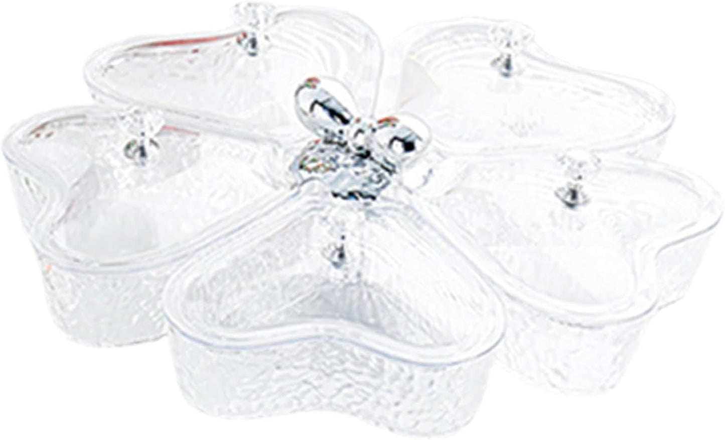 Dried Fruits Tray Candy Snack Plates Platter Appetizer Tray Divided Serving Tray for Cupcake Dried Fruits Family Holiday Home, Clear Grey Bowknot