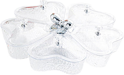Dried Fruits Tray Candy Snack Plates Platter Appetizer Tray Divided Serving Tray for Cupcake Dried Fruits Family Holiday Home, Clear Grey Bowknot