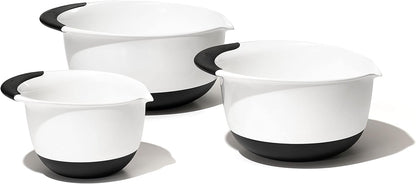 OXO Good Grips 3-Piece Plastic Mixing Bowl Set - Cadet Blue, Tower Gray, Jade, Small, Medium, Large
