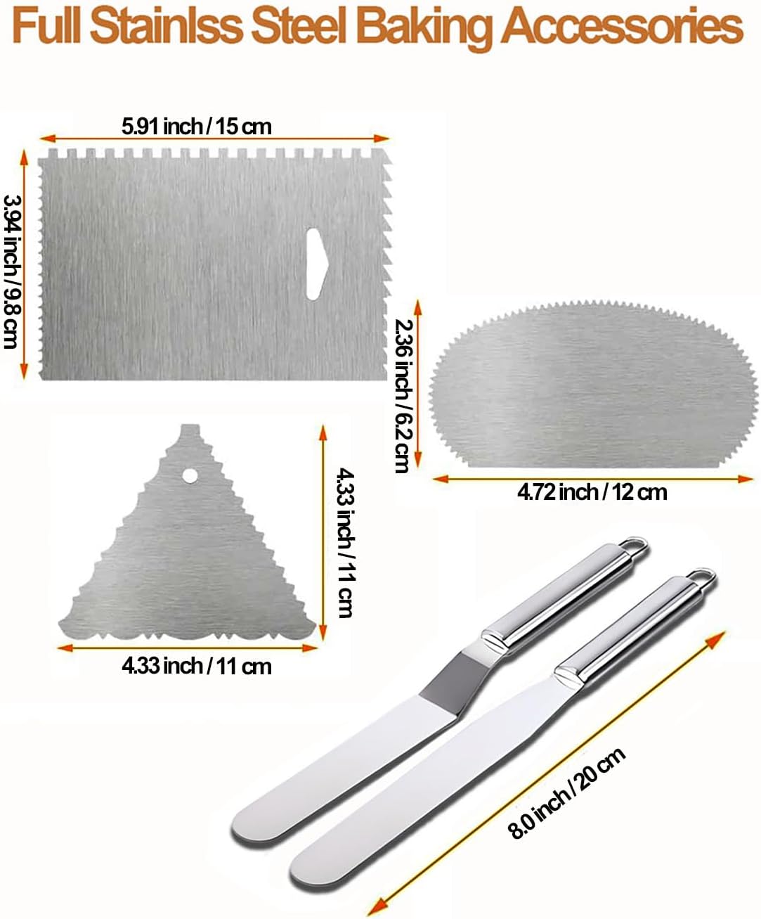 Yizish Cake Turntable Aluminum Alloy & Piping Bags and Tips Set, Rotating Cake Stand Decorating Kits with Stainless Steel Cake Spatulas and Scrapers for Baking, Pastries and Cupcakes, Gift Set