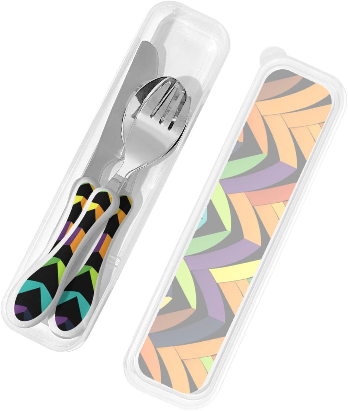 3-Piece Kids Silverware Set With Storage Case, Stainless Steel Reusable Children Safe Knife Spoon Fork Set Classy Flowers Children Flatware Set For Kids Lunch Box