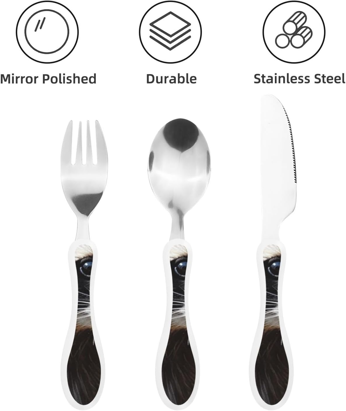 3-Piece Kids Silverware Set With Storage Case, Stainless Steel Reusable Children Safe Knife Spoon Fork Set Grim Reaper Children Flatware Set For Kids Lunch Box