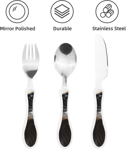 3-Piece Kids Silverware Set With Storage Case, Stainless Steel Reusable Children Safe Knife Spoon Fork Set Grim Reaper Children Flatware Set For Kids Lunch Box