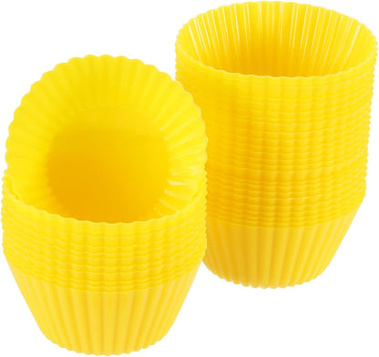 uxcell 18Pcs Silicone Cupcake Liners, Non-Stick Baking Cups, for Cooking Eggs, Baking Muffins and Make a Cake(Pink)