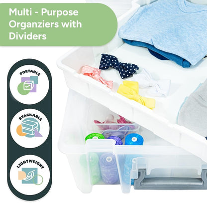 Best Kept Super Satchel Double Deep Compartment Box - Art Storage with 8 Removable Compartments | Smart Closure for Craft Supplies, Home & Office Improvement