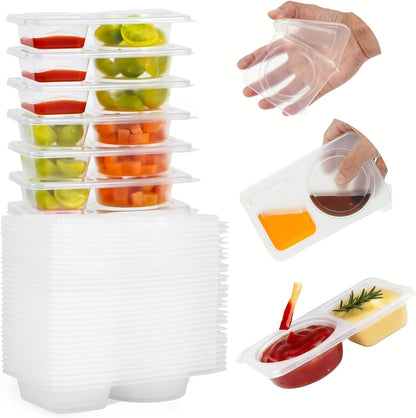 Reusable Snack Containers Double Compartment,Microwave Refrigeration Safe Leakproof Stackable for Office,Picnics(20)