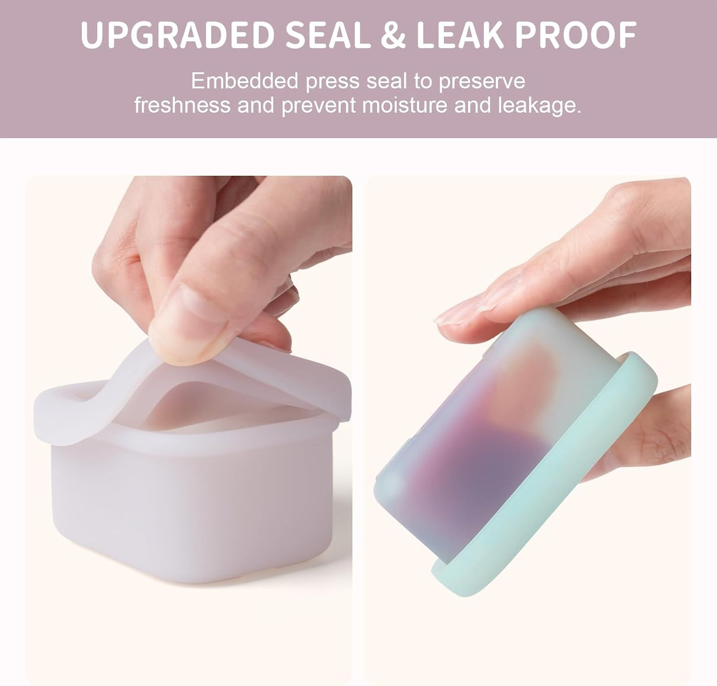 MICEBAY 2-Pack Leak-Proof Salad Dressing Container To Go, Food Grade Silicone Sauce Containers for Bentgo Lunch Box, Reusable Condiment Cups with Lids for Small Snacks - 2.6 oz (Sky Blue & Black)