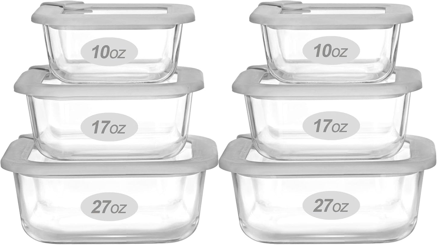 Glass Food Containers with Glass Lid, Microwave Safe Food Storage Container Set, 4 Pack of 35oz, Large Size Airtight Storage Set with Leak Proof Lids, Meal Prep Containers