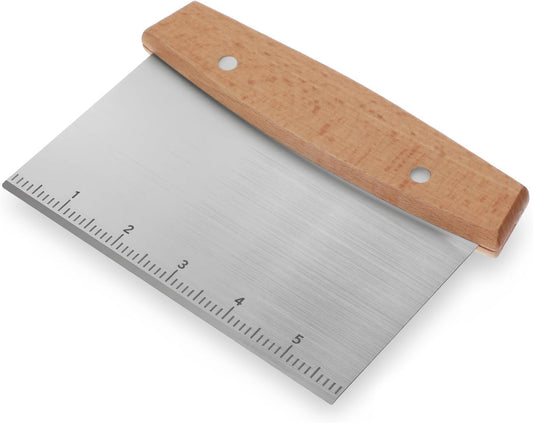 Bench Scraper Stainless Steel, Heavy Duty Bench Scrapper Kitchen & Dough Scraper Cutter, 8 Inch Multi-Purpose Kitchen Tool for Baking, Bread, Pizza and Counter Cleaning