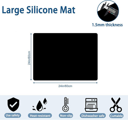 78.7"x23.6" Large Silicone Mat for Kitchen Counter, Heat Resistant Non-Slip Countertop Protector, Waterproof Silicone Craft Mat for Kitchen Island, Semitransparent