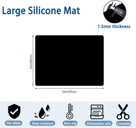 78.7"x23.6" Large Silicone Mat for Kitchen Counter, Heat Resistant Non-Slip Countertop Protector, Waterproof Silicone Craft Mat for Kitchen Island, Semitransparent