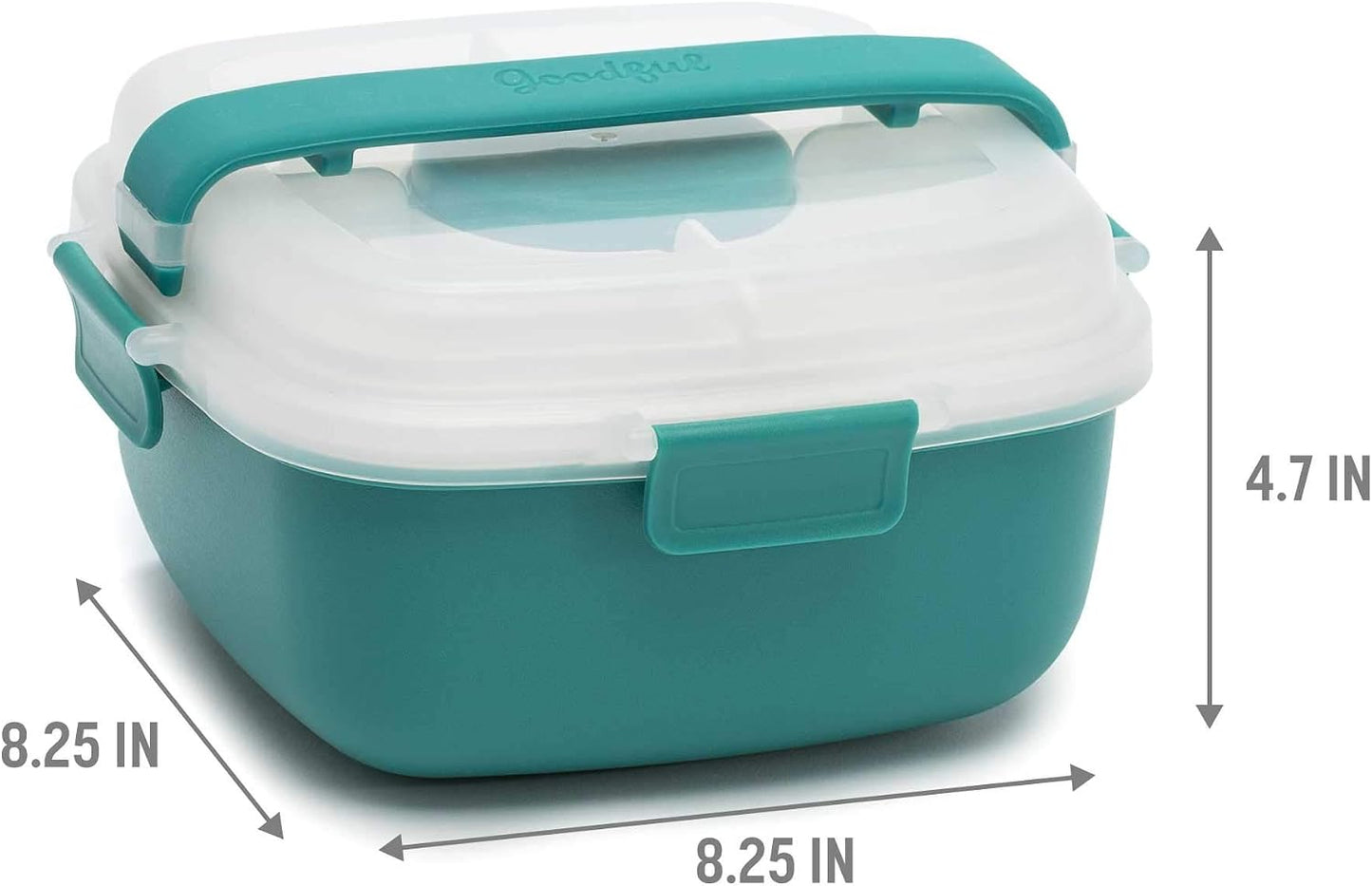 Goodful Stackable Lunch Box Container, Bento Style Food Storage with Removeable Compartments for Sandwich, Snacks, Toppings & Dressing, Leak-Proof and Made without BPA, 56-Ounce, Blue
