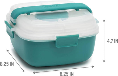 Goodful Stackable Lunch Box Container, Bento Style Food Storage with Removeable Compartments for Sandwich, Snacks, Toppings & Dressing, Leak-Proof and Made without BPA, 56-Ounce, Blue