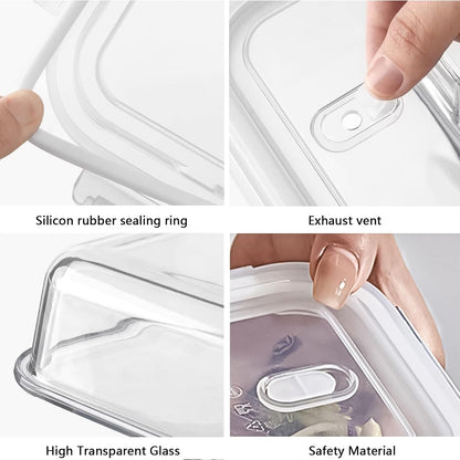 Glass Food Storage Containers Clear35 Oz2 Pack Set with Airtight Snap-Lock Lids Rectangular BPA-Free for Meal Prep and Leftovers