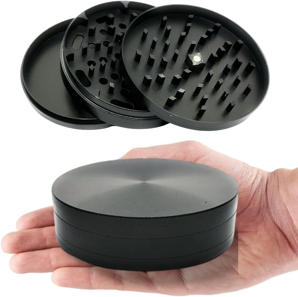 4 inch grinder for herbs and spices. Low Profile 1" Tall Design. Metal 4" shredder has Sharp Metal Teeth & are easier to turn. Four inches large capacity zinc grinder with 3 layers.