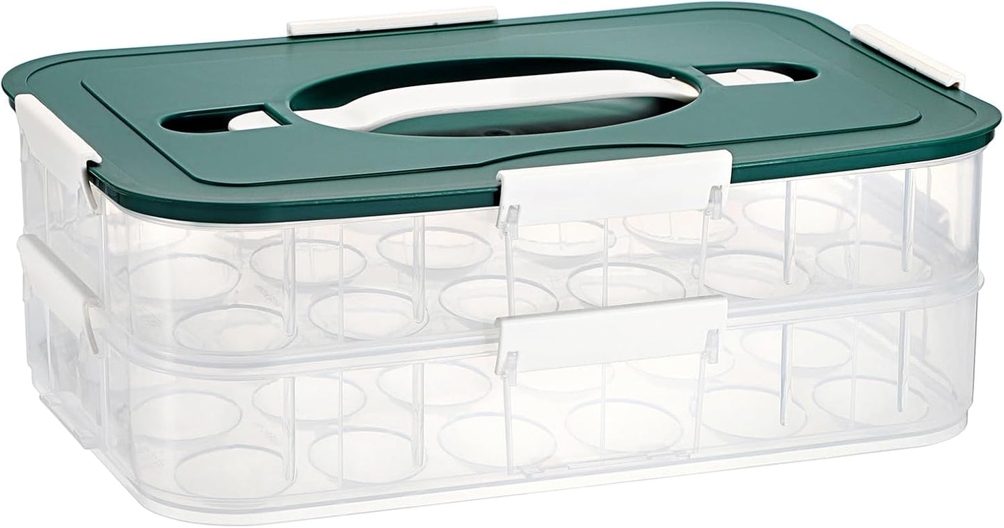 BTSKY Deviled Egg Platter with Lid, 3-Layer 54 Slots Deviled Eggs Carrier, Clear Portable Egg Holder for Fridge Reusable Deviled Eggs Tray Carton Box for Easter and Party Favor (3-Layer, Orange)