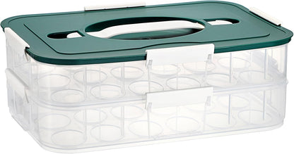 BTSKY Deviled Egg Platter with Lid, 3-Layer 54 Slots Deviled Eggs Carrier, Clear Portable Egg Holder for Fridge Reusable Deviled Eggs Tray Carton Box for Easter and Party Favor (3-Layer, Orange)